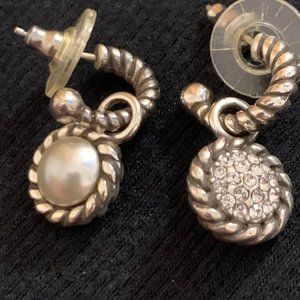 Brighton Sea Gems Pearl White Dangle Post Earrings-Reversible